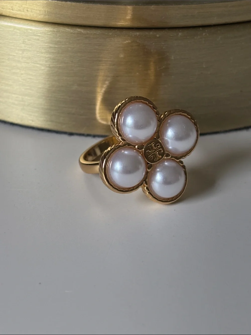 Tory Burch Sz 8 Clover Ring NWOT